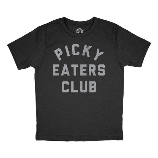 Youth Funny T Shirts Picky Eaters Club Sarcastic Food Graphic Novelty Tee for Kids Funny T Shirts Sarcastic Tops for Kid Funny Food Black -
