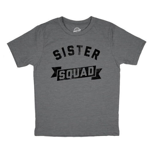 Youth Funny T Shirts Sister Squad Family Graphic Tee For Kids Funny T Shirts Funny Sarcastic Short Sleeve Novelty Tees for Kids Dark Grey