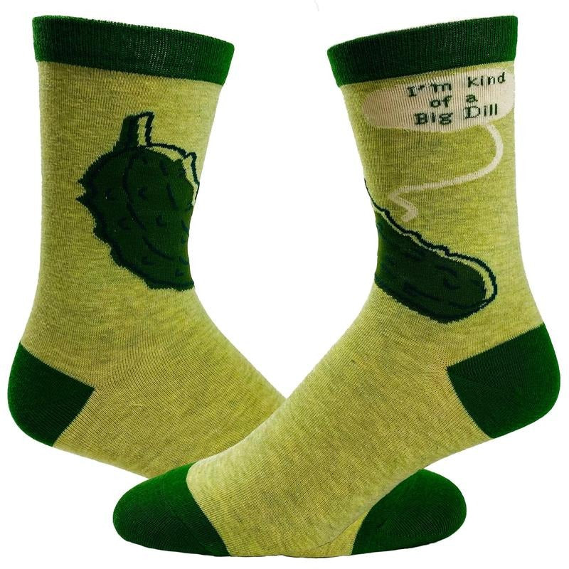 Youth I'm Kind of A Big Dill Socks Funny Pickle Graphic Novelty Footwear Funny Graphic Socks Comfortable Fitted Spandex Cotton