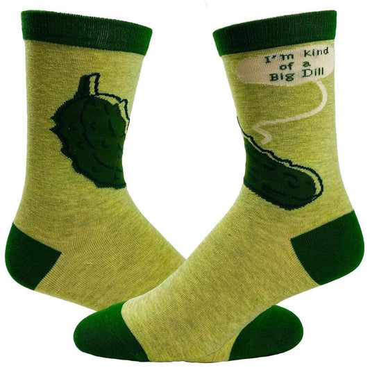 Youth I'm Kind of A Big Dill Socks Funny Pickle Graphic Novelty Footwear Funny Graphic Socks Comfortable Fitted Spandex Cotton