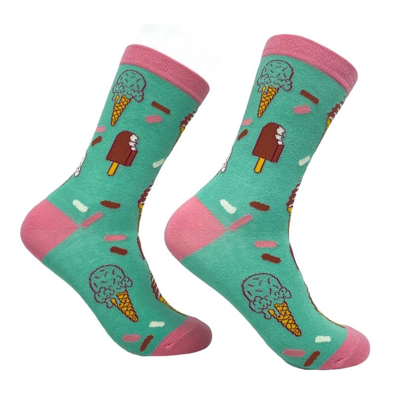 Youth Ice Cream Socks Funny Frozen Treat Dessert Vanilla Chocolate Cone Graphic Novelty Footwear Funny Graphic Socks Comfortable Fitted Spandex Cotton