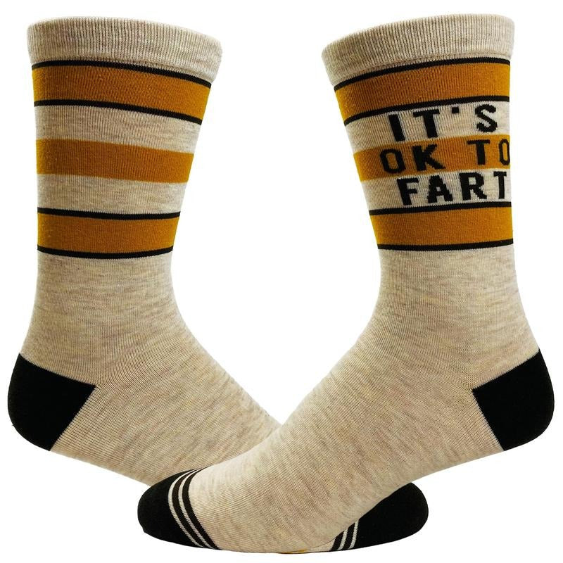 Youth It's Ok To Fart Socks Funny Bathroom Humor Pass Gas Toot Novelty Footwear Funny Graphic Socks Comfortable Fitted Spandex Cotton