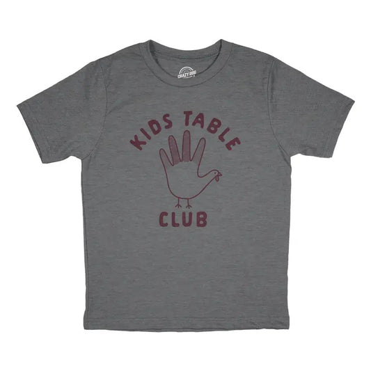 Youth Kids Table Club T Shirt Funny Thanksgiving Dinner Turkey Hand Tee Funny T Shirts Thanksgiving Tops for Kids Funny Food Short Sleeve Novelty Tees for Kids Dark Grey