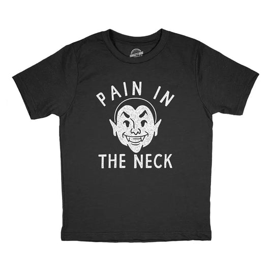 Youth Pain In The Neck T Shirt Funny Parenting Vampire Bite Joke Tee For Kids Funny T Shirts Funny Sarcastic T Shirt Novelty T Shirts for Kids Black -