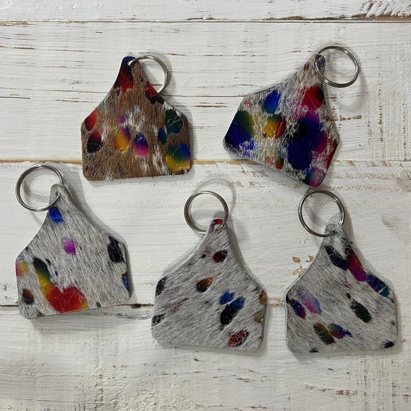 ZCattle Tag Rainbow Keychain