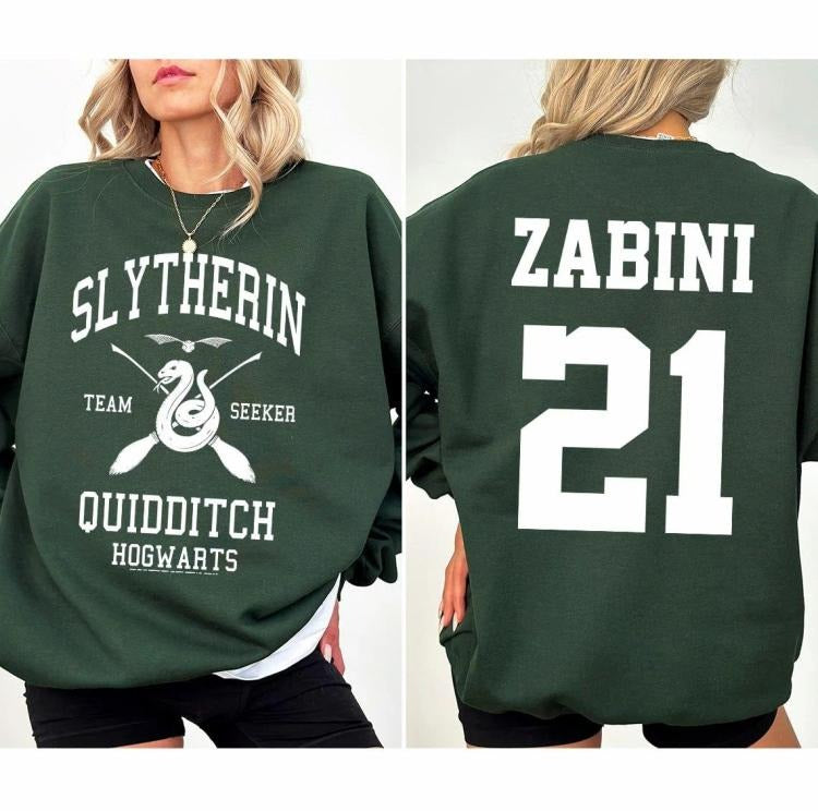 Zabini 21 Quidditch Seeker Sweatshirt, HP books, Dracotok Bookish shirt, Movie Wizards House Tee, Gift For HP fans
