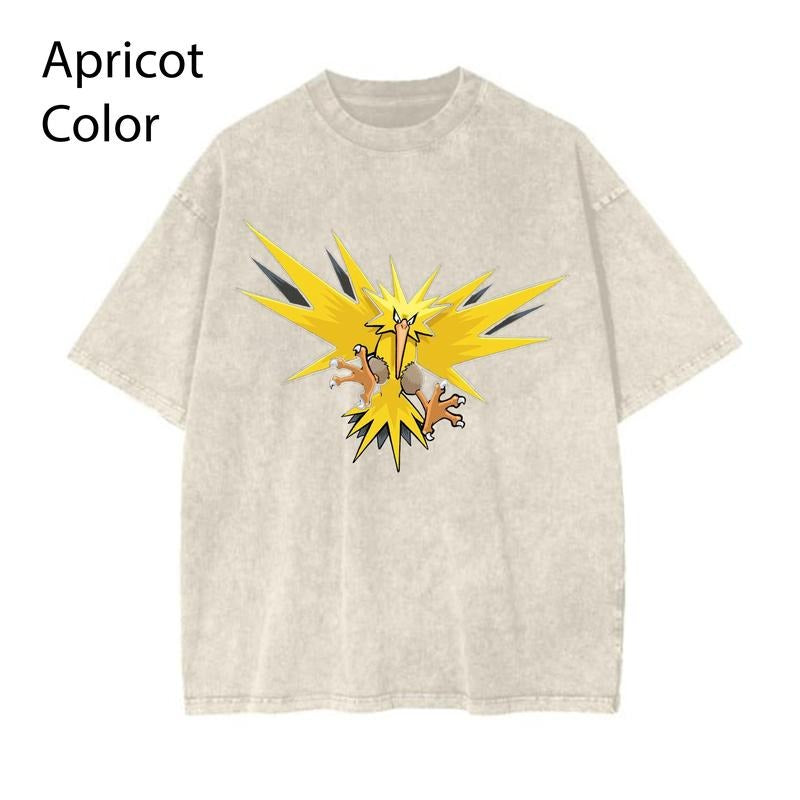 Zapdos pokemon Graphic Tee, Pokemon T-Shirt, PKM Shirt, Anime Funny Shirt, Vintage Tee Streetwear Shortsleeve Printed Womenswear Top Cotton