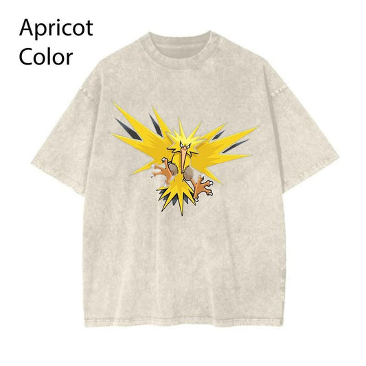 Zapdos pokemon Graphic Tee, Pokemon T-Shirt, PKM Shirt, Anime Funny Shirt, Vintage Tee Streetwear Shortsleeve Printed Womenswear Top Cotton
