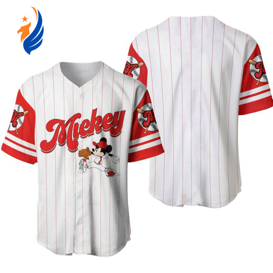 Disney Mickey Mouse Baseball Jersey Shirt - All Over Print US Size - Perfect Gift for Fans! - Bafud