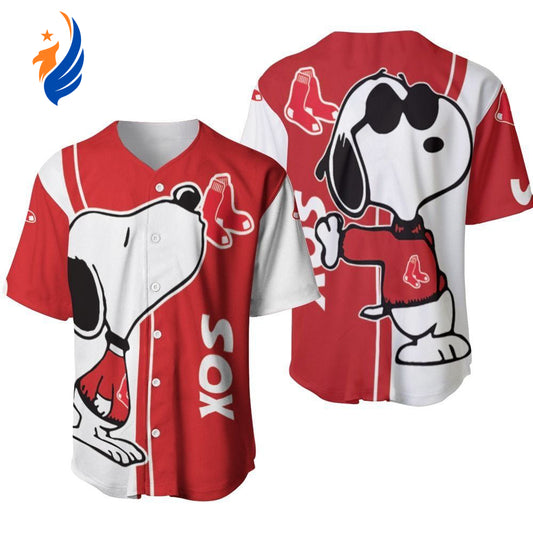 Boston Red Sox Snoopy Lover Printed Baseball Jersey - Gift for Women Men - Bafud