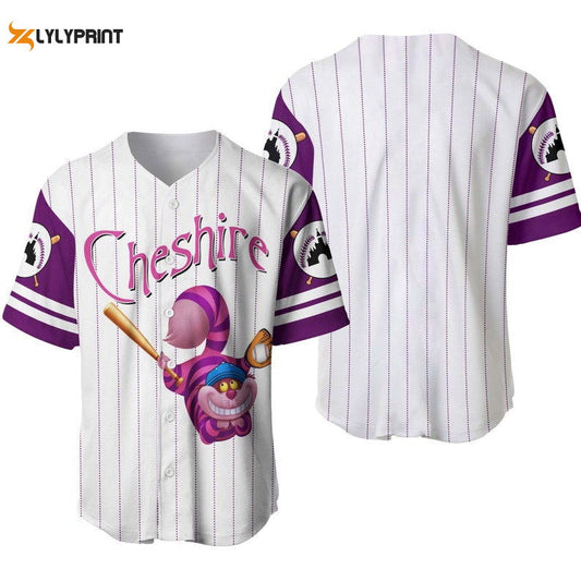 Cheshire Cat Disney All Over Print Pinstripe Baseball Jersey - lylyprint.com