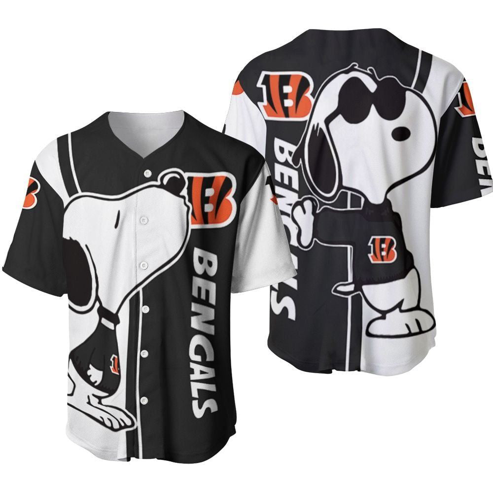 Cincinnati Bengals Snoopy Lover Printed Baseball Jersey - Gift for Men Women- Gift for Women Men - Bafud