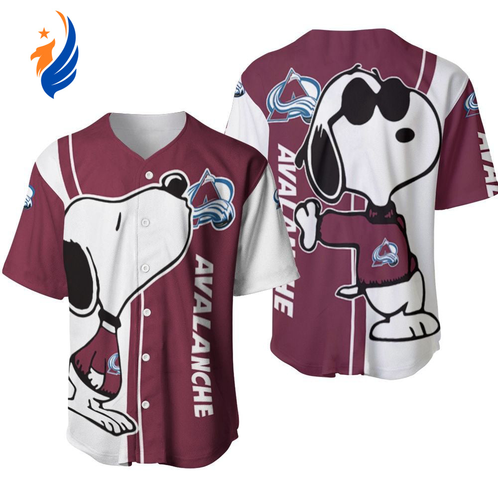 Colorado Avalanche Snoopy Lover Printed Baseball Jersey - Gift for Men Women- Gift for Women Men - Bafud