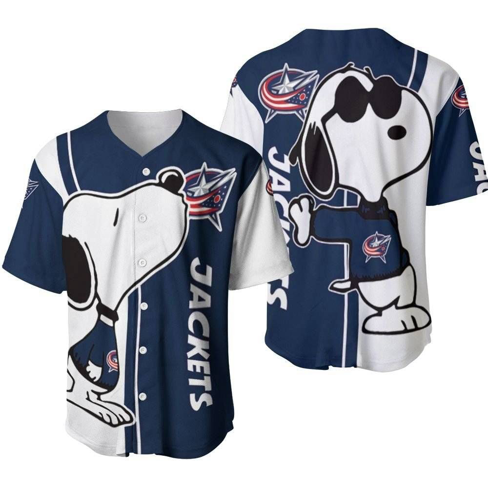 Columbus Blue Jackets Snoopy Lover Printed Baseball Jersey - Gift for Women Men - Bafud