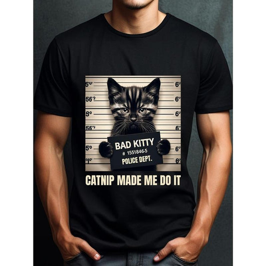 comfortable and light short-sleeved pattern t-shirt, suitable for summer casual wear-neutral style, t-shirt-cotton, comfortable and light short-sleeved pattern t-shirt, suitable for summer casual wear-neutral style, bad cat, catnip ma  made in usa