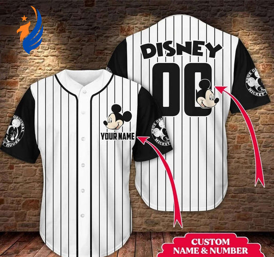 Personalized Disney Mickey Logo Baseball Jersey - Custom Name & Number Shop Now! - Bafud
