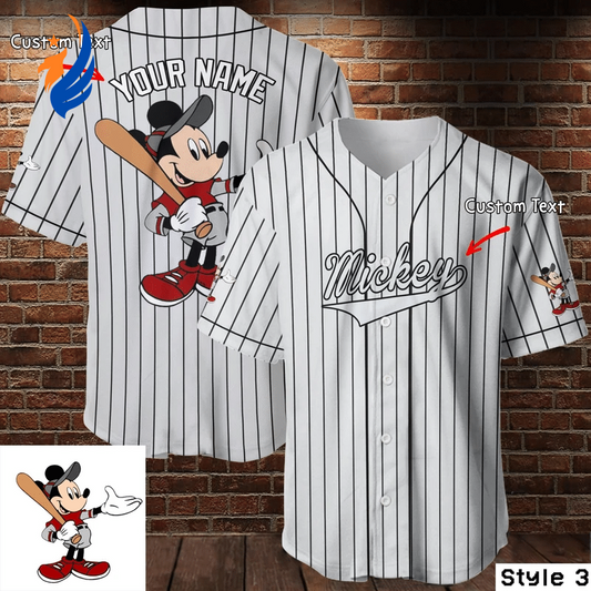 Personalized Mickey Mouse Baseball Jersey - Custom Name Option for Disney Fans! - Bafud