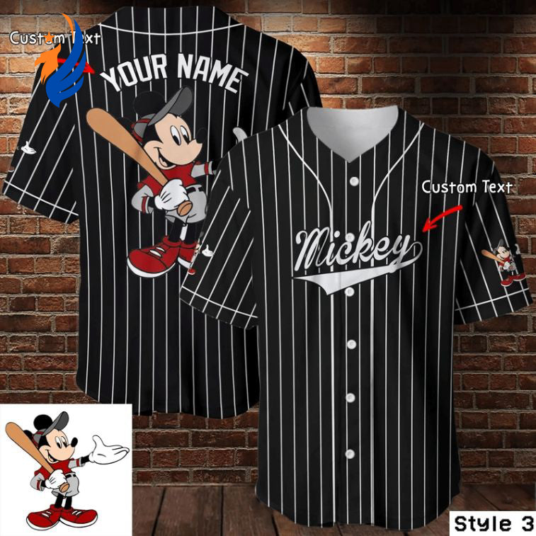 Personalized Mickey Mouse Disney Baseball Jersey - Perfect Lover s Gift in Black - Bafud