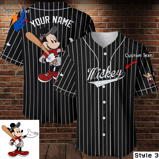 Personalized Mickey Mouse Disney Baseball Jersey - Perfect Lover s Gift in Black - Bafud