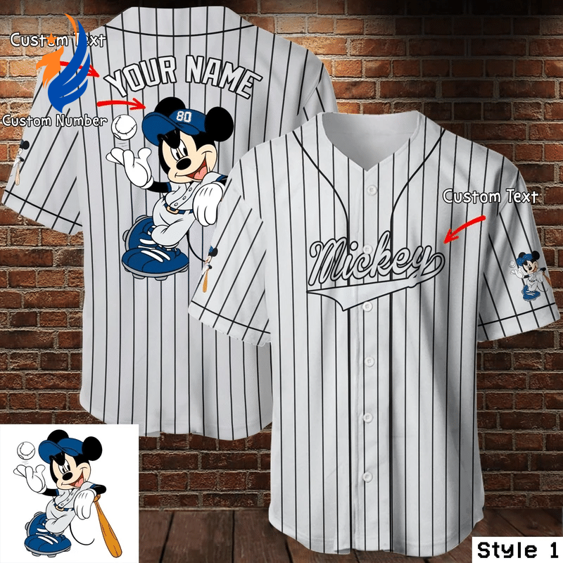 Personalized Mickey Mouse Disney Baseball White Jersey - Ideal Gift for Baseball Lovers - Bafud