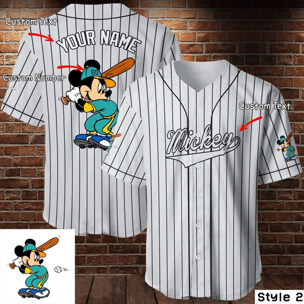 Personalized Mickey Mouse Baseball Jersey - Perfect Disney Gift for Baseball Lovers - Bafud