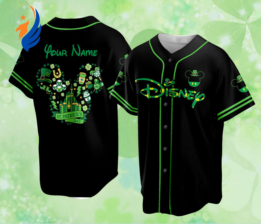 Personalized Mickey St Patrick Family Vacation Jersey - Custom Baseball Jersey for Disneyland Trip Ideal for Baseball Lovers - Bafud