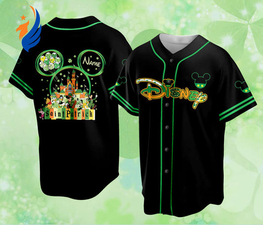 Personalized Mickey St Patrick s Disneyland Baseball Jersey - Perfect for Saint Patrick s Day Family Vacation! - Bafud