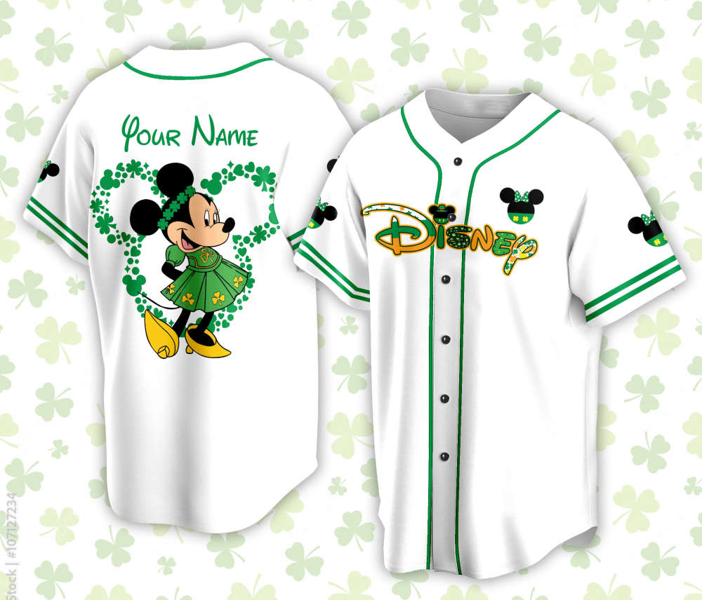 Personalized Saint Patrick s Day Disneyland Baseball Jersey - Custom Mickey St Patrick Family Vacation Trip Gear for Baseball Lovers - Bafud