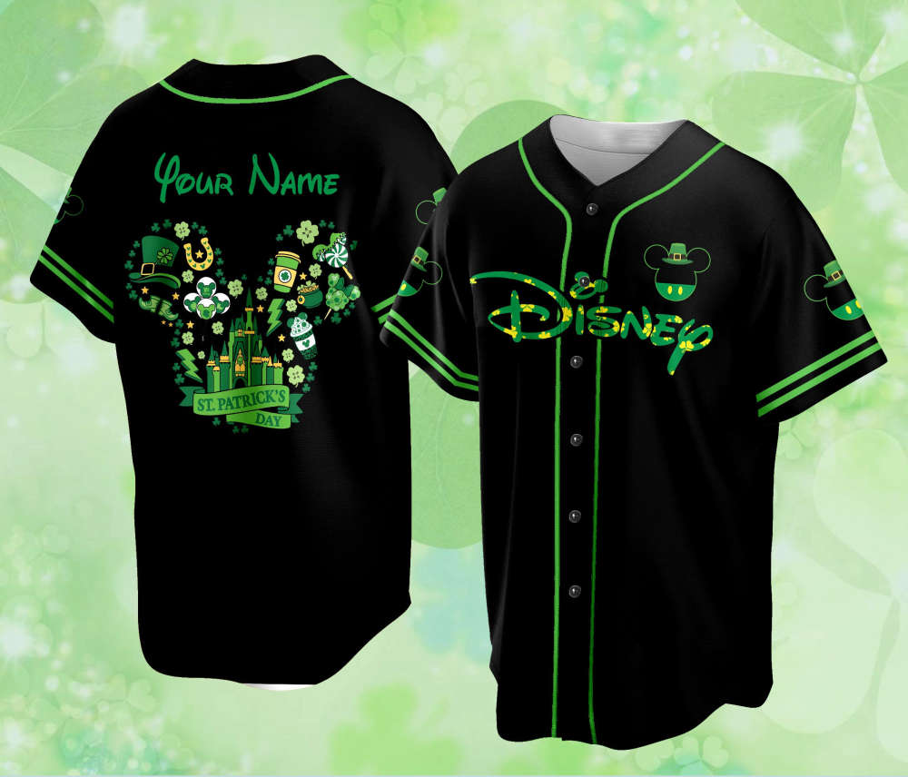 Custom Saint Patrick s Day Disneyland Baseball Jersey - Personalized Mickey St Patrick Family Vacation Trip Shirt for Baseball Lovers - Bafud