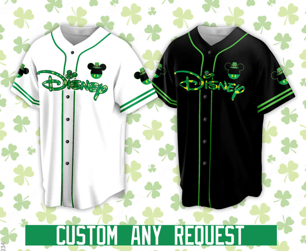 Custom Saint Patrick s Day Disneyland Baseball Jersey - Personalized Mickey St Patrick Family Vacation Trip Shirt for Baseball Lovers - Bafud