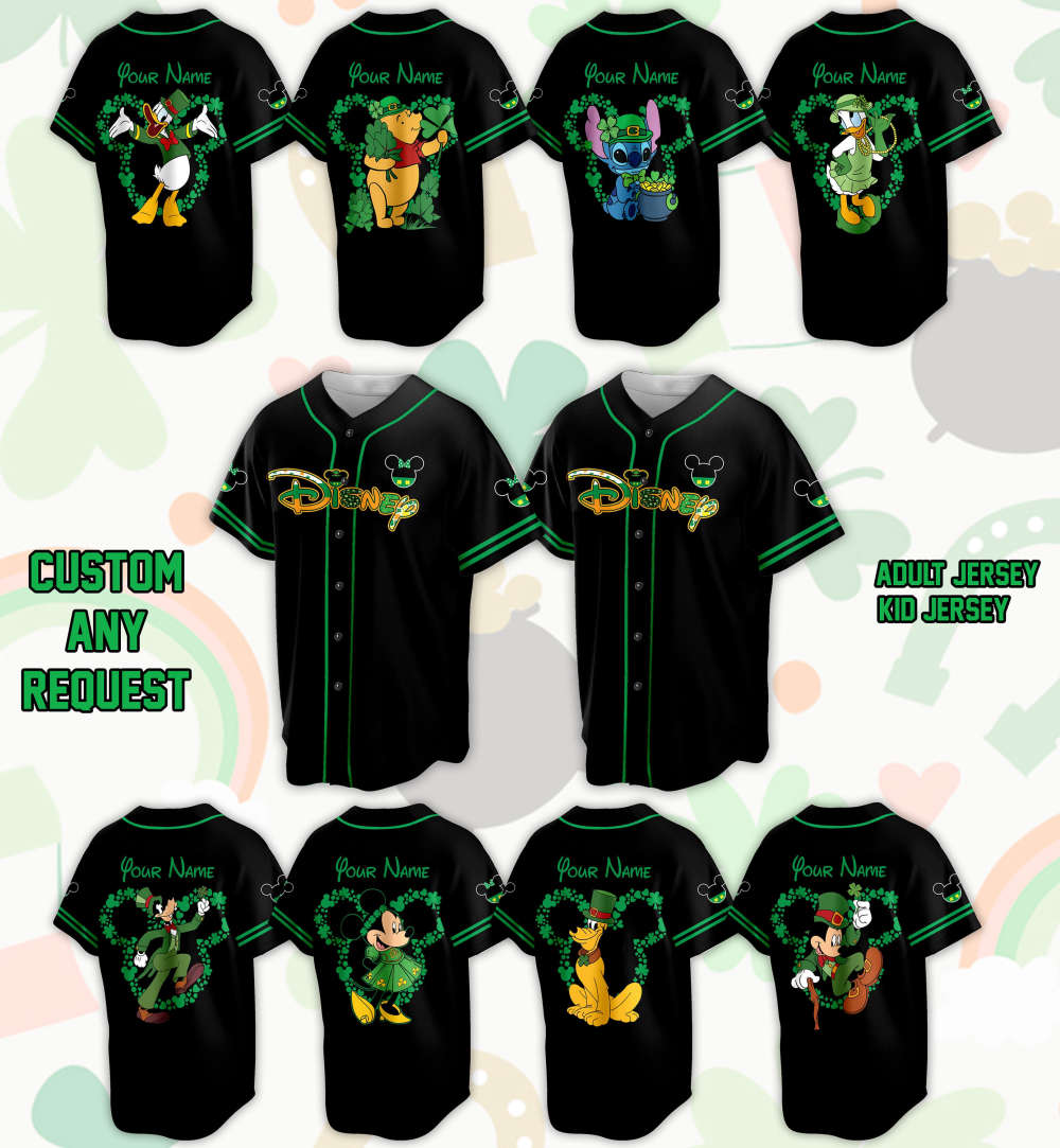 Personalized Mickey St Patrick Day Disneyland Baseball Jersey - Ideal for Baseball Lovers & Family Vacation Trips - Bafud