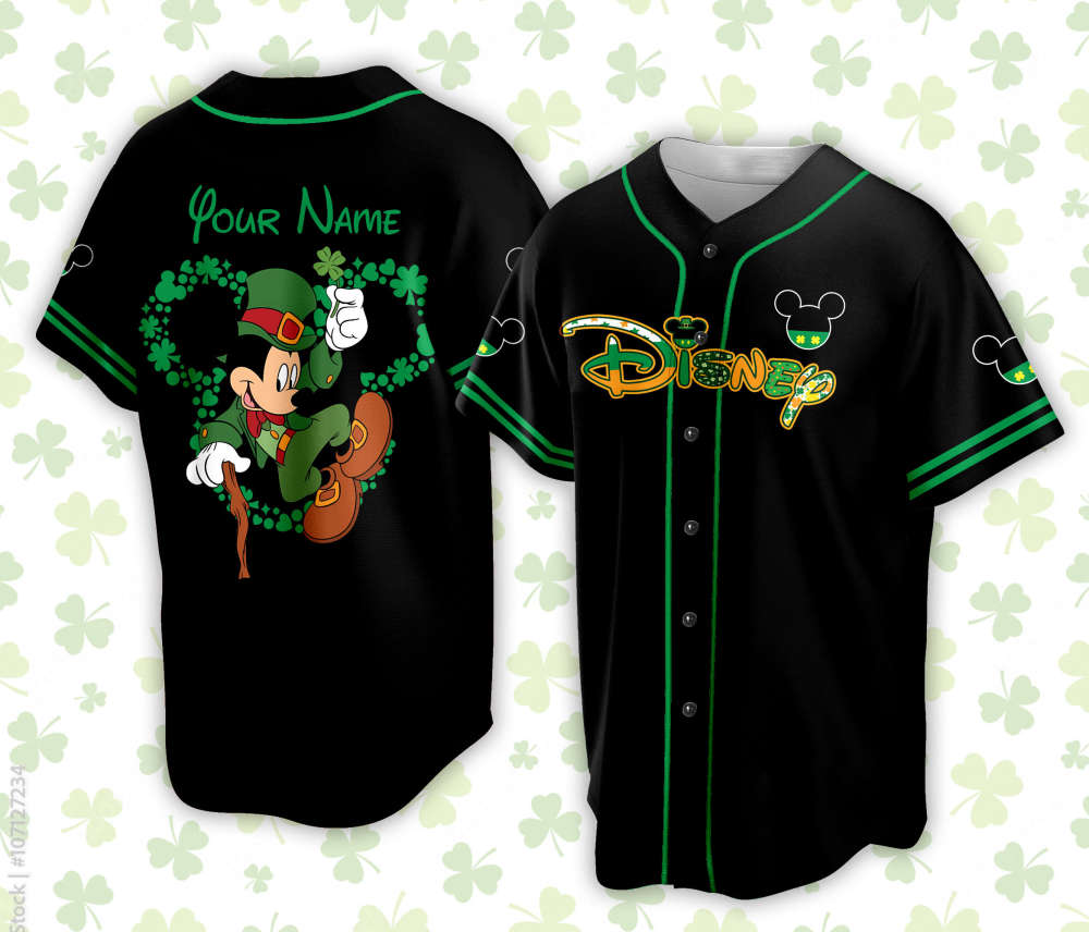 Personalized Mickey St Patrick Day Disneyland Baseball Jersey - Ideal for Baseball Lovers & Family Vacation Trips - Bafud