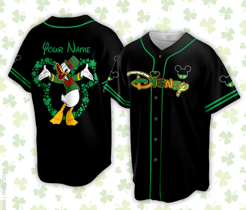 Personalized Disneyland Saint Patrick s Day Baseball Jersey - Celebrate with Mickey & Family on St Patrick s Day! - Bafud