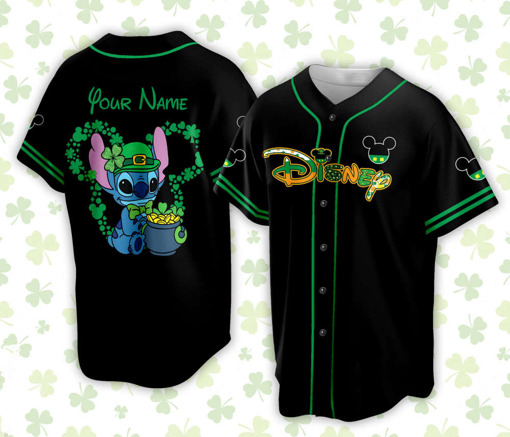 Personalized Disneyland Saint Patrick s Day Baseball Jersey - Celebrate with Mickey & Family on St Patrick s Day! - Bafud