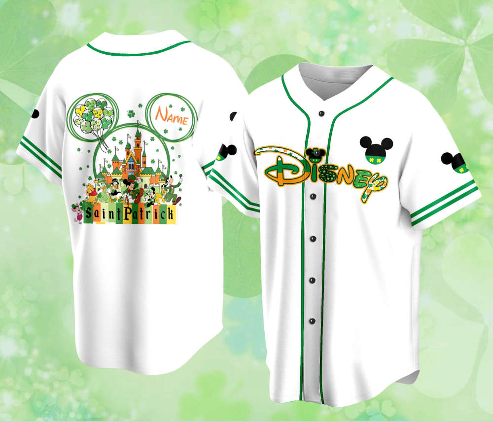 Personalized Mickey St Patrick s Disneyland Baseball Jersey - Perfect for Saint Patrick s Day Family Vacation! - Bafud