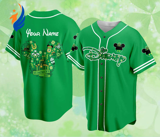 Personalized St Patrick s Day Disneyland Baseball Jersey - Custom Mickey Trip Jersey for Baseball Lovers - Bafud