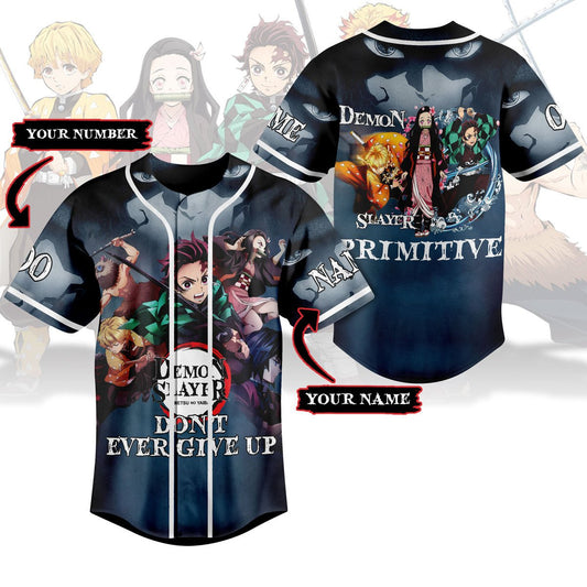 Customized Don't Ever Give Up Demon Slayer Anime Baseball Jersey
