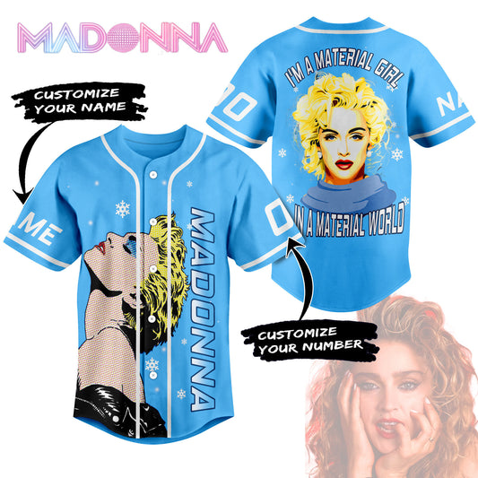 Customized Iconic Blue Madonna Music Baseball Jersey