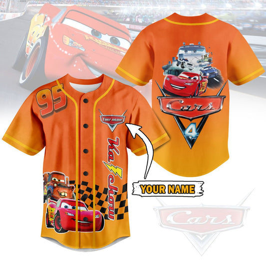 Customized Kachow Lightning McQueen Cars 4 Baseball Jersey