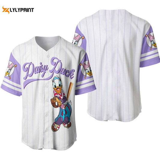 Daisy Duck All Over Print Pinstripe Baseball Jersey - lylyprint.com