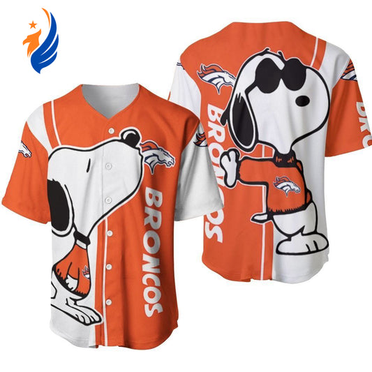 Denver Broncos Snoopy Lover Printed Baseball Jersey - Gift for Women Men - Bafud