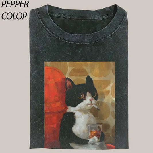 gamnant Funny Cat Art Print Unisex T-Shirt Gray, meme shirts, Cat Lover T-shirt, Cat meme gift, Gift For him and her, graphic tees Menswear Top