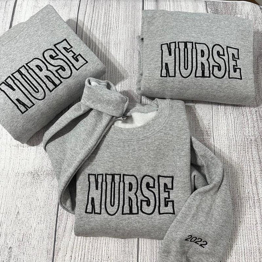 Vintage Nurse embroidered sweatshirt, New Nurse custom sweatshirts, Healthcare  crewnecks, nurses day gifts; gift for her/him