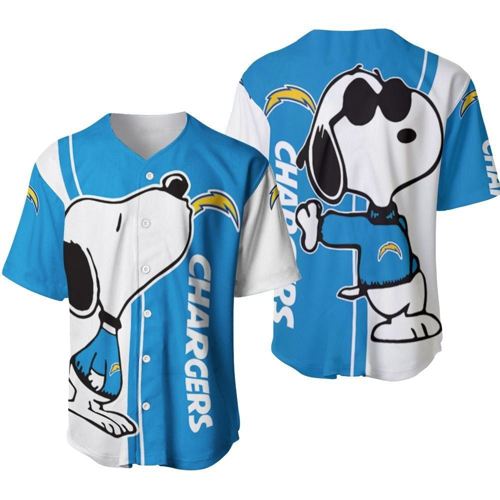 Los Angeles Chargers Snoopy Lover Printed Baseball Jersey - Gift for Women Men - Bafud