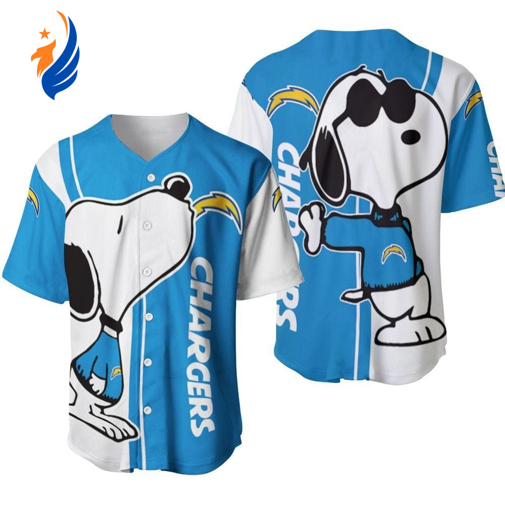 Los Angeles Chargers Snoopy Lover Printed Baseball Jersey - Gift for Women Men - Bafud