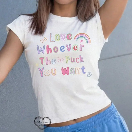 love whoever u want baby tee | love is love | pride month | lgbtqia | rainbow pride | doodle tee | love who you want