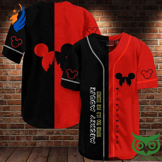 Stylish MICKEY MOUSE Half Black Half Red Baseball Jersey Shirt - Limited Edition - Bafud