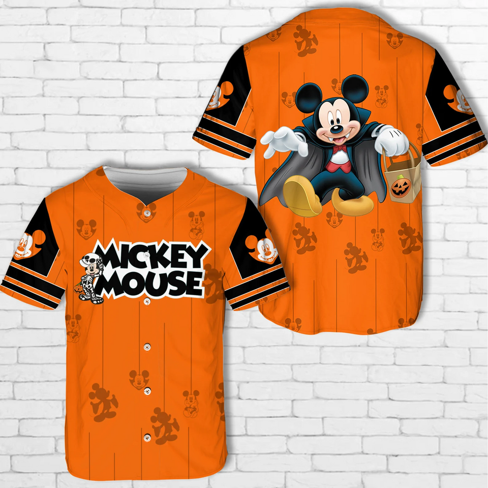 Mickey Mouse Vampire Halloween Cosplay Baseball Jersey Shirt - Spooky & Stylish Costume for All Ages! - Bafud