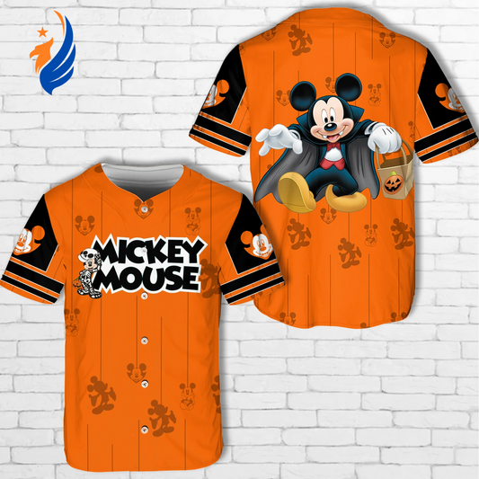 Mickey Mouse Vampire Halloween Cosplay Baseball Jersey Shirt - Spooky & Stylish Costume for All Ages! - Bafud