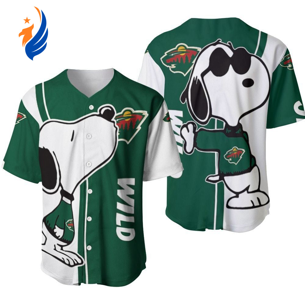 Minnesota Wild snoopy lover Printed Baseball Jersey - Gift for Women Men - Bafud